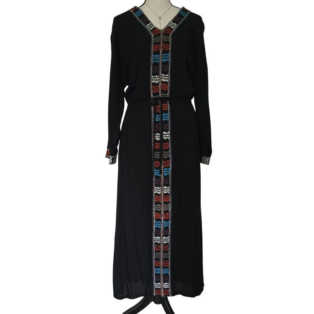 Artisan de Luxe Embroidered Maxi Dress S Black artisan to wear Resort Festival - Picture 1 of 12